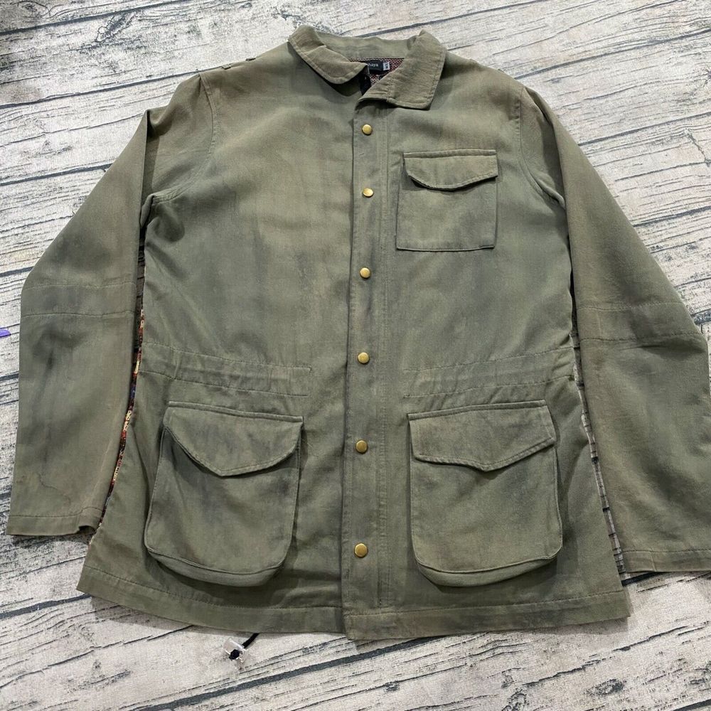 John Eshaya Womens Olive Field Southwest Aztec Art Cargo Jacket M/L - Picture 7 of 13